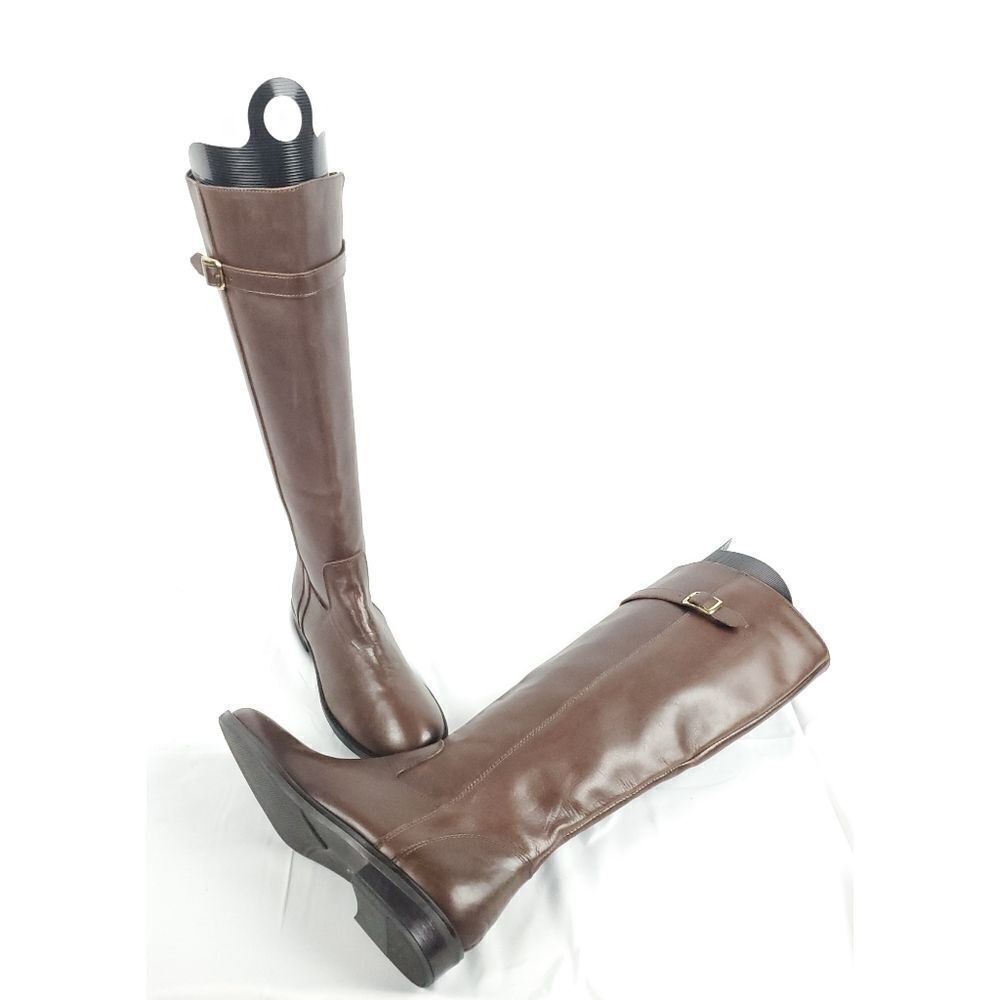Italian Shoemaker brown  Leather‎ low  Heeled Boots inside side zipper sz 6.5